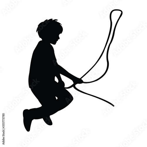 a child jumping rope, silhouette vector