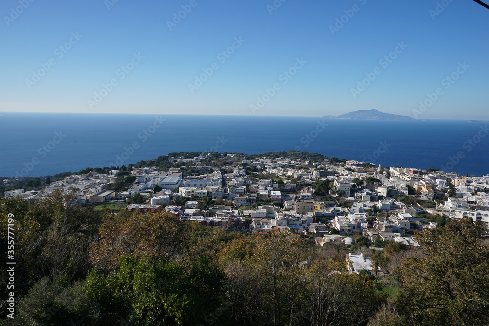Landscape of Capri Island with coastline, Blue Grotto, in Naples, Italy	