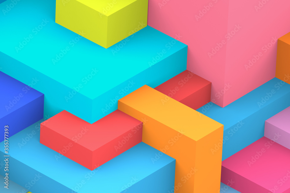 Obraz premium Abstract geometric cubic colorful background. isometric 3d render.