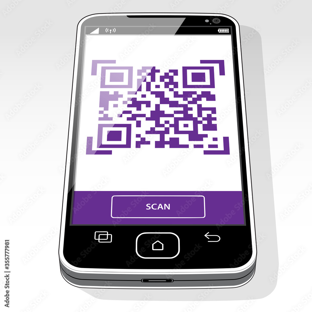 A Smart Phone Screen presenting a captured QR code photograph ready to scan and analyse. A Smart Phone Screen presenting a captured QR code photograph ready to scan and analyse.