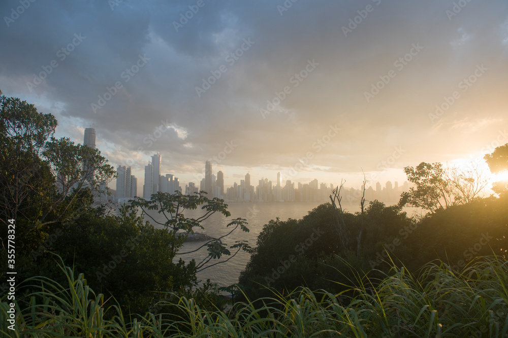 Balneário Camboriú, Santa Catarina, Brazil - June 06, 2020: Stunning view of Balneario Camboriu skyline during sunset Balneário Camboriú, Santa Catarina, Brazil - June 06, 2020: Stunning view of Balneario Camboriu skyline during sunset