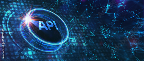 API - Application Programming Interface. Software development tool. Business, modern technology, internet and networking concept.