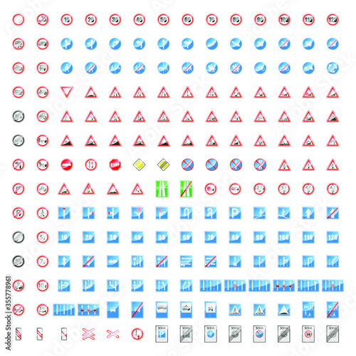 Set Of Different Collection Road Signs Vector Traffic
