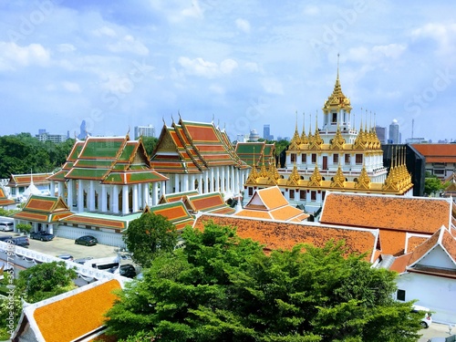 The ancient Buddhist temple complex, Loha Prasart in Bangkok, Thailand.