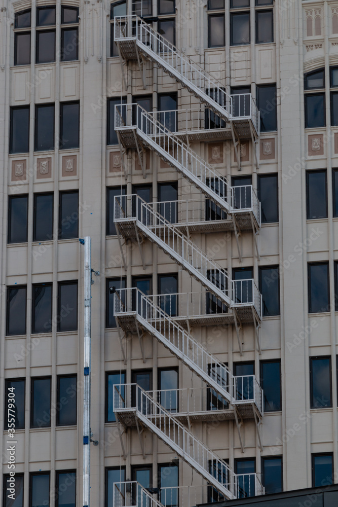 Architecture Detail Fire Escape on Side of Building Austin Texas Architecture Detail Fire Escape on Side of Building Austin Texas