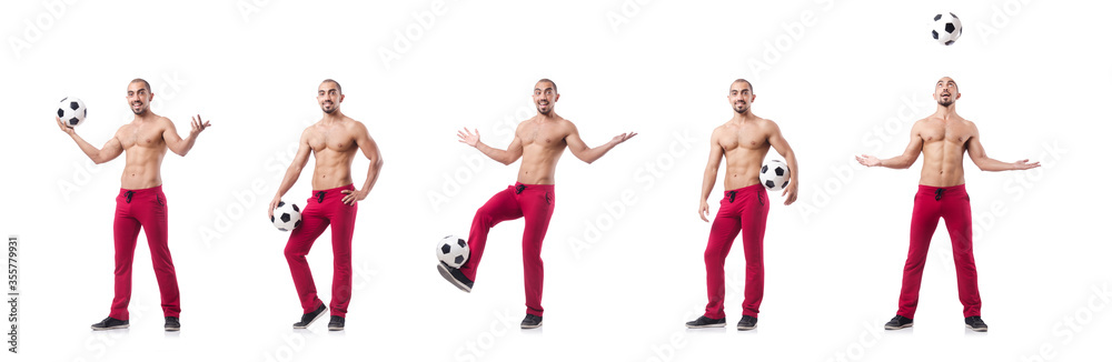 Young football player isolated on white Young football player isolated on white