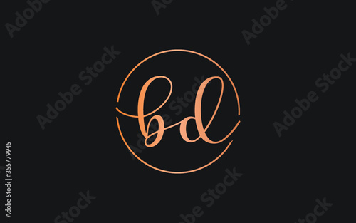 bd or db Cursive Letter Initial Logo Design, Vector Template