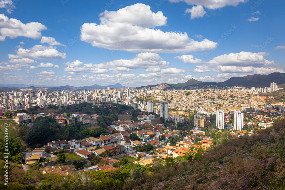 Panoramic Aerial View of Belo Horizonte City Skyline in Minas Gerais State, Brazil