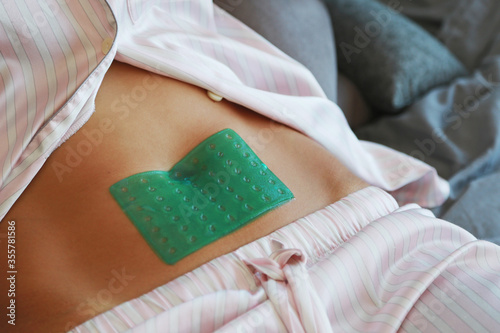 Photo of perfect woman belly with slim patch