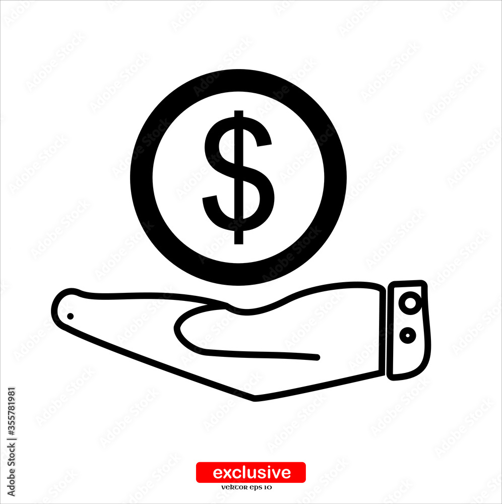 money in hand, investment icon.Flat design style vector illustration for graphic and web design. money in hand, investment icon.Flat design style vector illustration for graphic and web design.