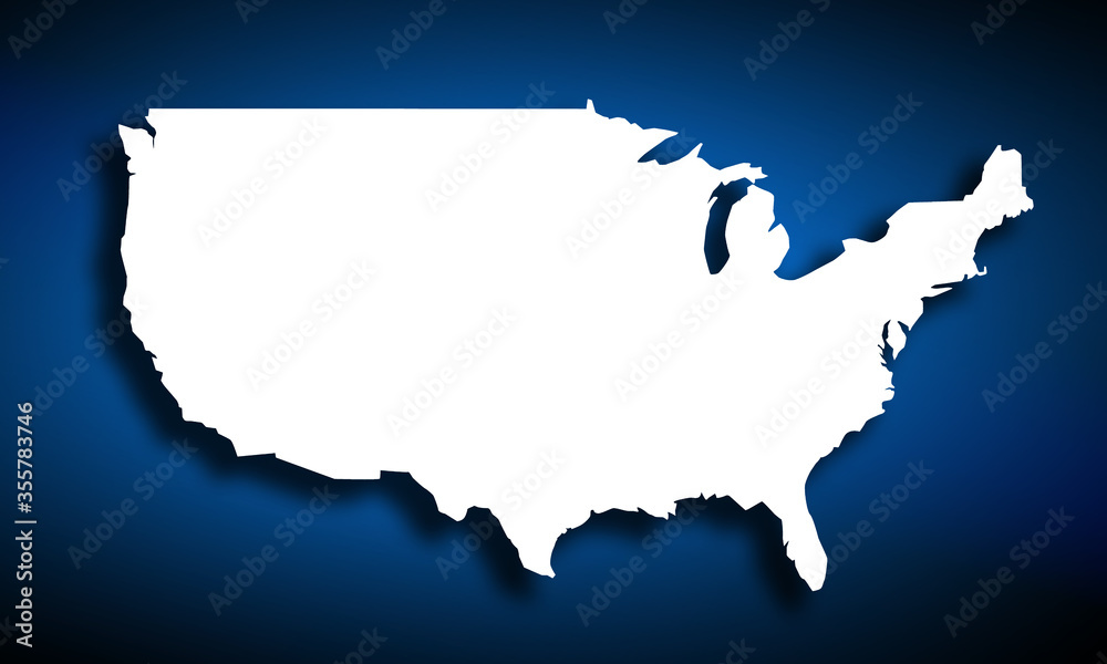 Fototapeta premium White America map with blue background