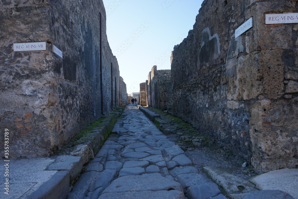 City Street at Ruins of ancient city, Pompeii, ancient roman city, Italy	
