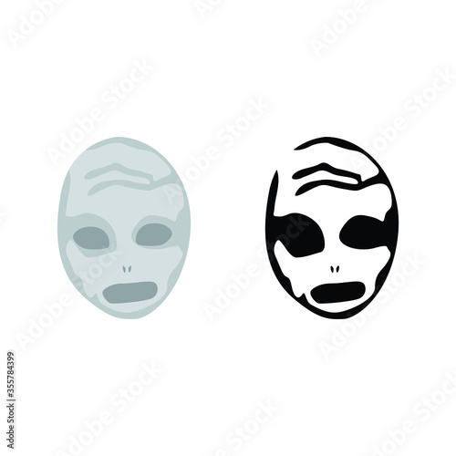 Scary Ghost Face Illustration Design in Black and White