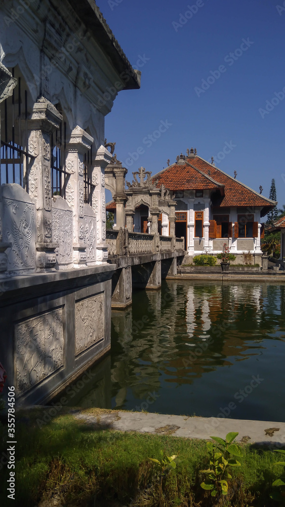 Sunny view of Ujung Water Palace  in Bali , Indonesia.