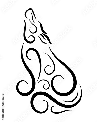 Line art vector of A howling wolf. Can be used to make a logo Or decorative items 