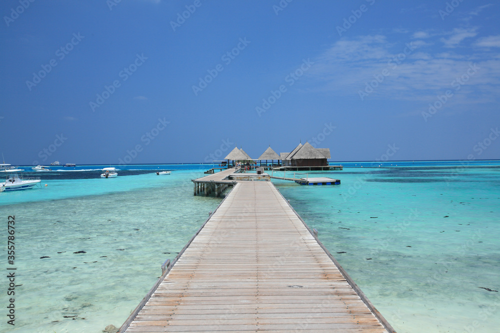 Bridge into the sea at Maldives Island