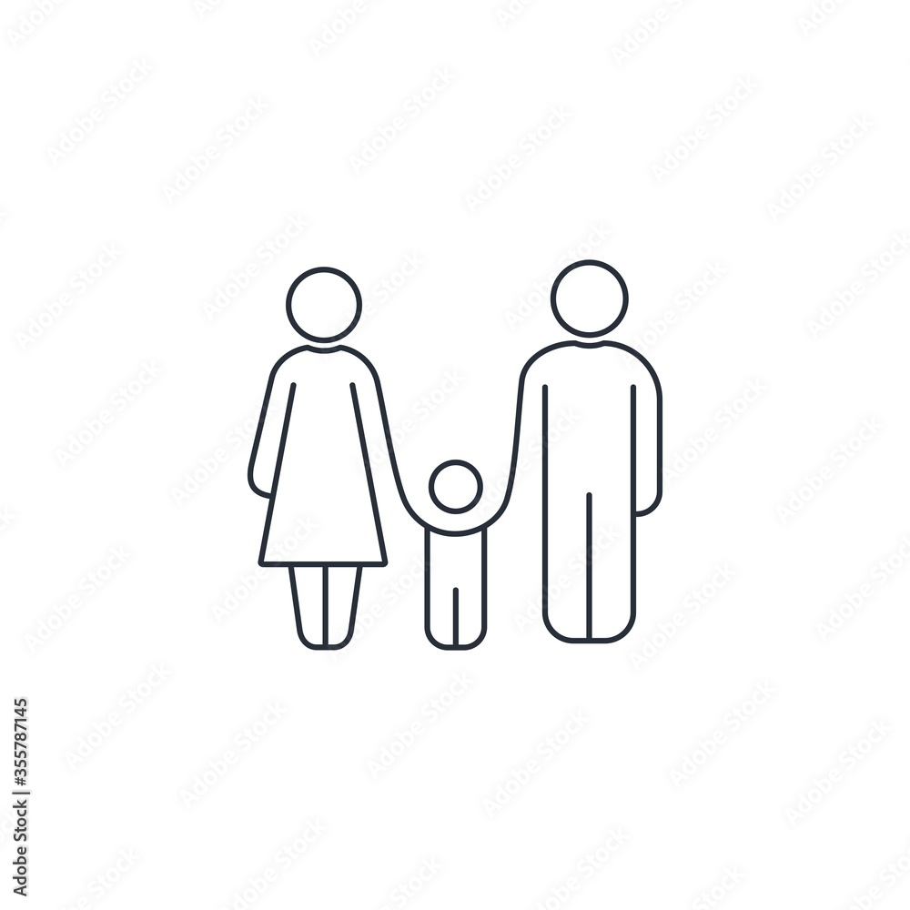 Dad, mom, baby. A family. Vector linear icon isolated on white background. Dad, mom, baby. A family. Vector linear icon isolated on white background.