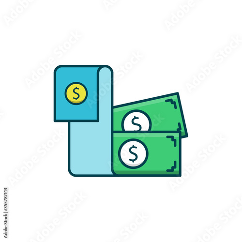 Dollar bill vector illustration. Startup and new business filled outline icon.