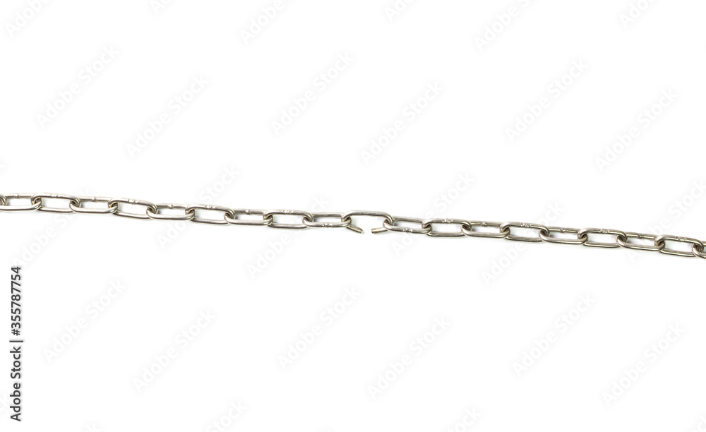 Broken chain on white background. Broken chain on white background.