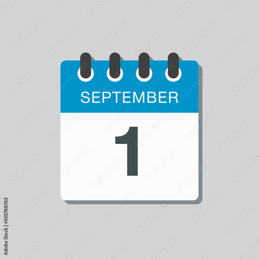 Calendar icon day 1 September, template date days Calendar icon day 1 September, template date days