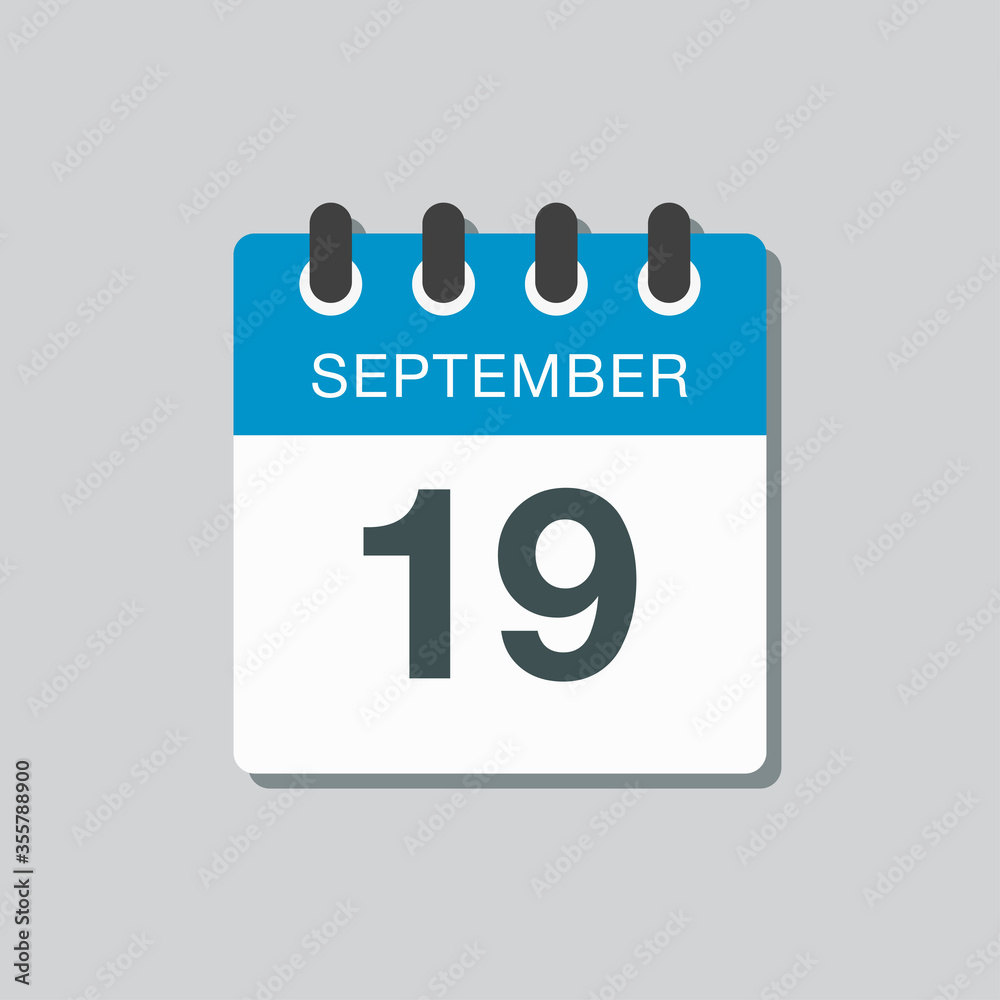 Calendar icon day 19 September, template date days