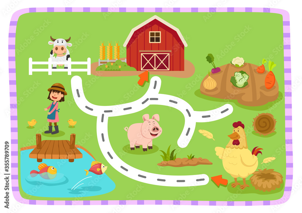 Educational maze game for children Illustration