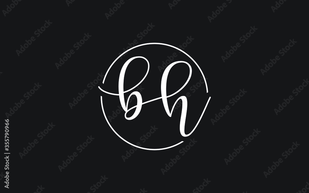 Fototapeta premium bh or hb Cursive Letter Initial Logo Design, Vector Template