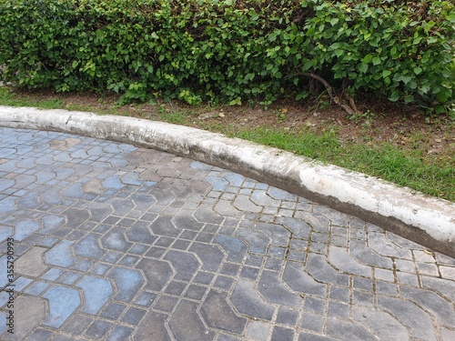 Obraz na płótnie Paving stone on the street pattern brick surface. w salonie