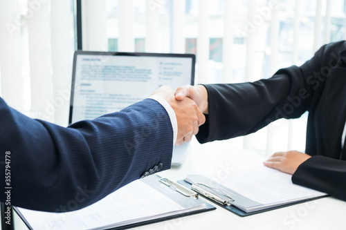 Successful Handshake in Job Applications and Business Collaboration Agreements.