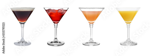 Set with different martini cocktails on white background, banner design © New Africa