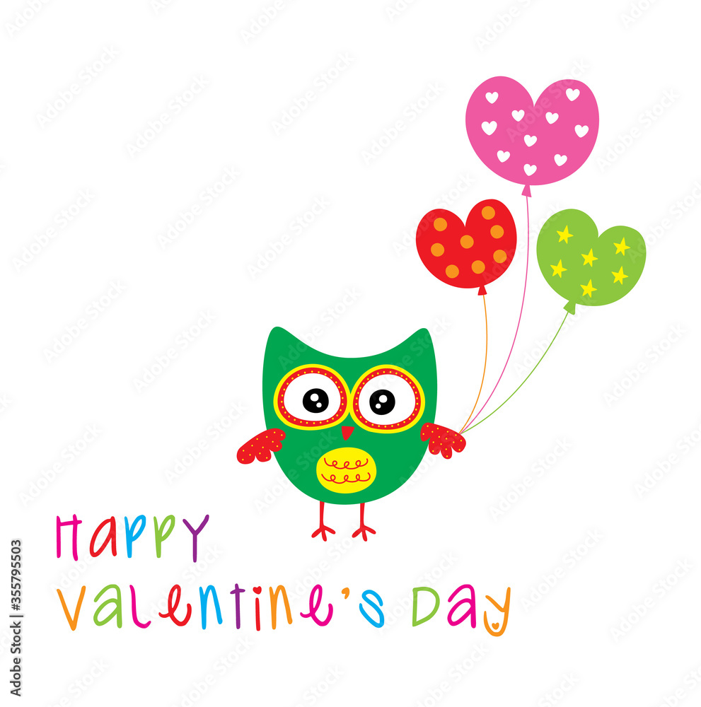 valentine's owl greeting with love balloon valentine's owl greeting with love balloon