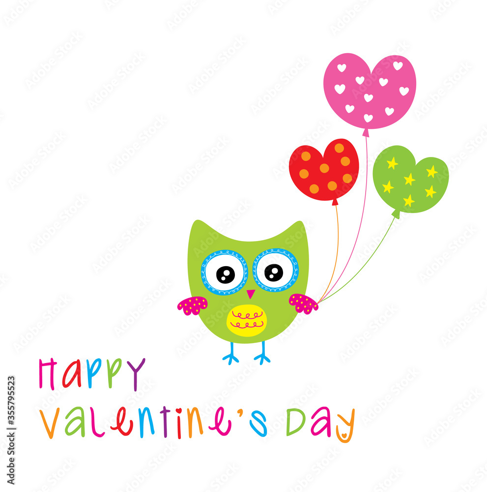 valentine's owl greeting with love balloon valentine's owl greeting with love balloon