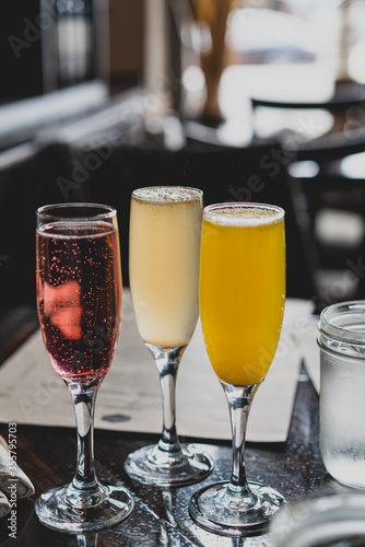 brunch mimosa flight at restaurant