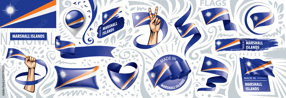 Vector set of the national flag of Marshall Islands in various creative designs Vector set of the national flag of Marshall Islands in various creative designs