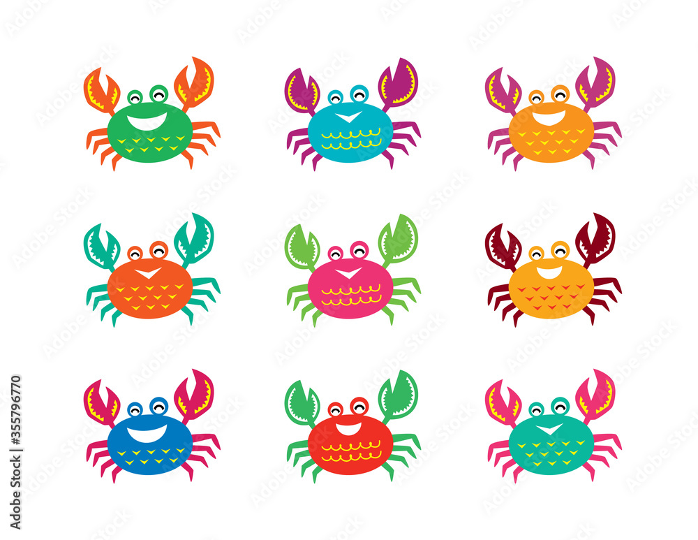 Fototapeta premium cute happy crab vector collection