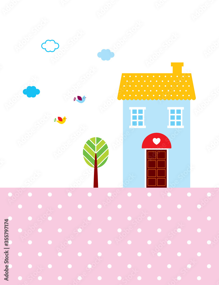 sweet cottage house wallpaper vector