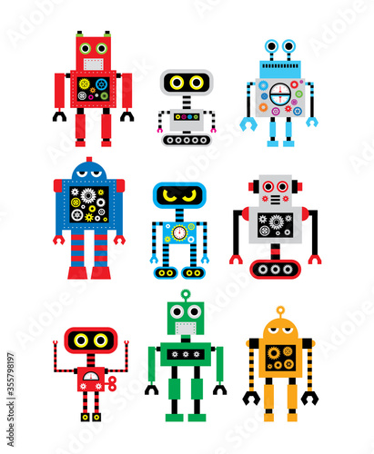 cute robot character vector	