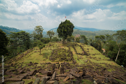 Megalithic sites Gunung Padang, Cianjur, West Java, Indonesia photo