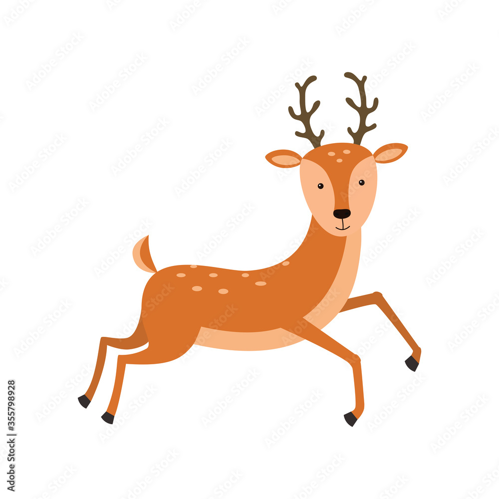 Cute deer cartoon vector illustration on white background Cute deer cartoon vector illustration on white background