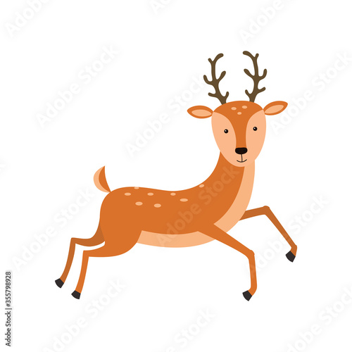 Cute deer cartoon vector illustration on white background