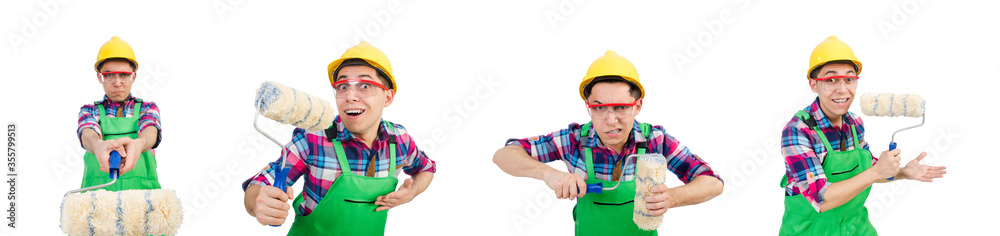Funny painter isolated on white Funny painter isolated on white