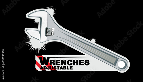 A vector illustration for Adjustable Cresent Wrench Open
