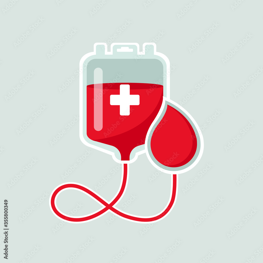 World Blood Donor Day Concept June 14th. Package with blood and a drop of red with the inscription on a light green background. Illustration for web site design and application. Vector illustration. World Blood Donor Day Concept June 14th. Package with blood and a drop of red with the inscription on a light green background. Illustration for web site design and application. Vector illustration.