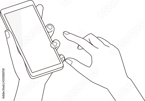 スマホを持ってタップする手