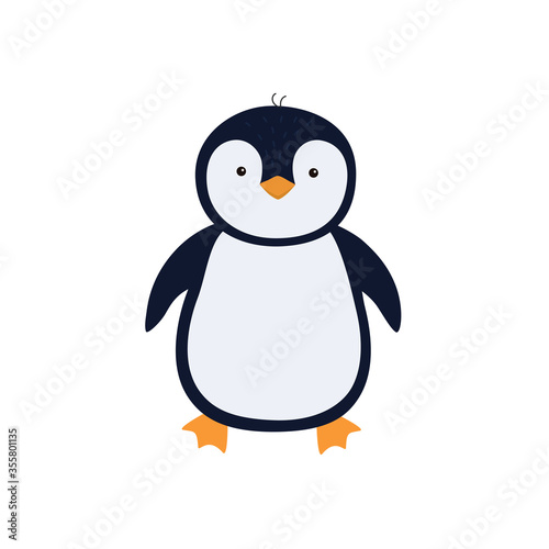 Cute cartoon penguin vector illustration on white background