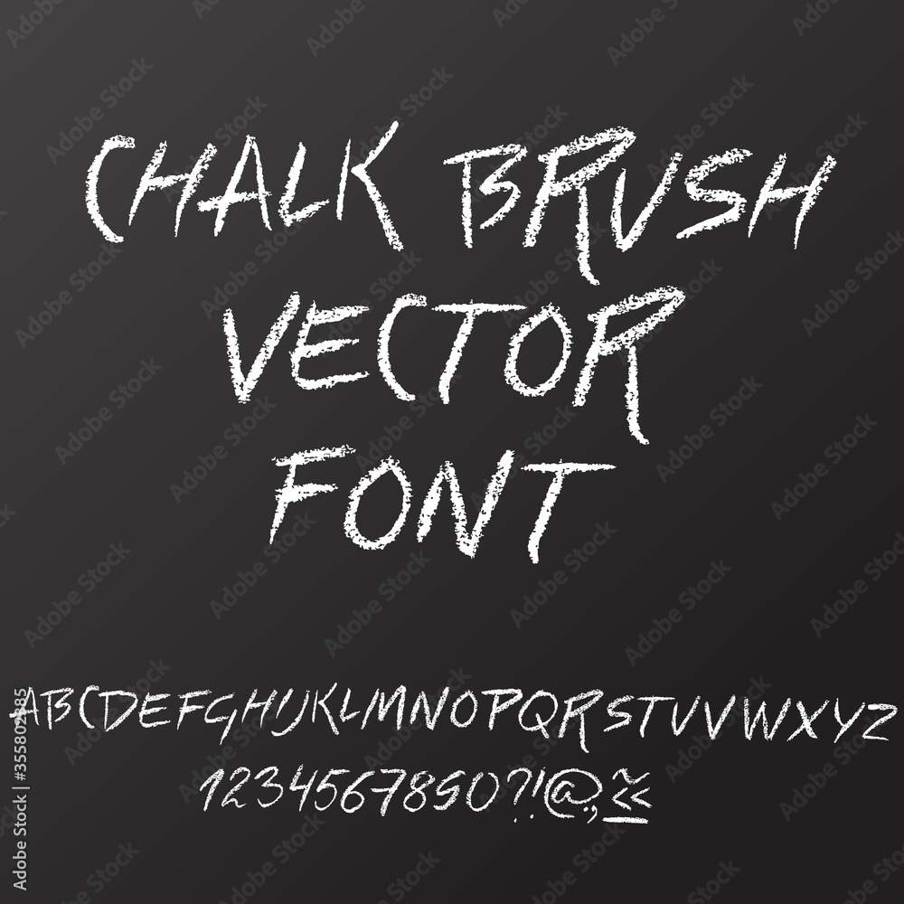 Obraz premium Handwritten vector chalked alphabet. Imitation texture of chalk. Modern hand drawn alphabet. Isolated letters.