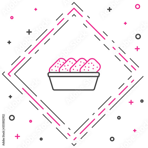 Line Chicken nuggets in box icon isolated on white background. Colorful outline concept. Vector Illustration