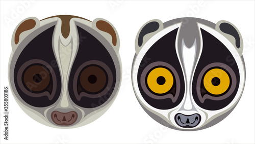 stylized cute muzzle of a lemur for use as icons, logo and design element.