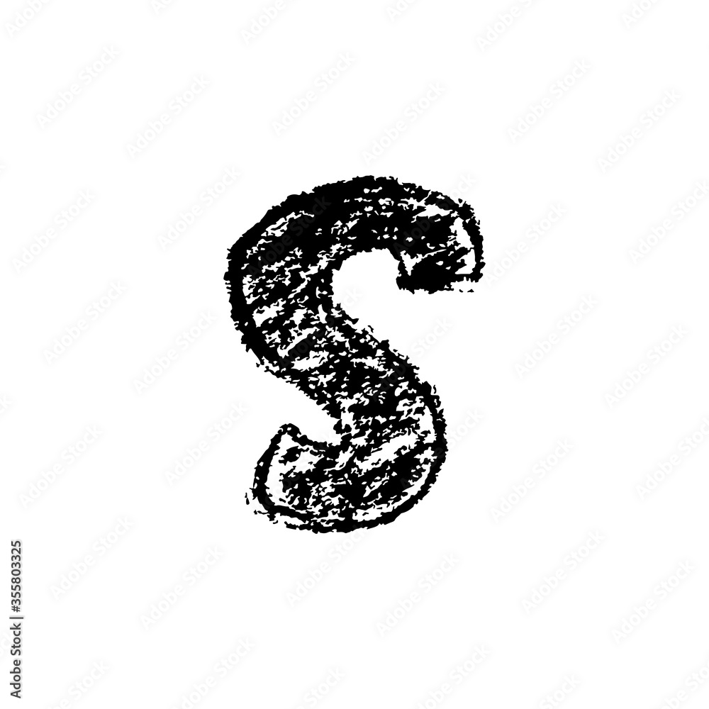 Letter s. Handwritten by chalk. Bold font. Vector illustration. Grunge style alphabet Letter s. Handwritten by chalk. Bold font. Vector illustration. Grunge style alphabet