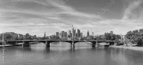 Ignas Bubis bridge with skyline, Frankfurt, Germany